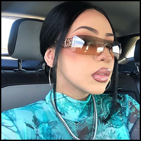 Y2K Retro Rimless Sunglasses Flame Design Metal Frame UV400 Protection Unisex main image 5